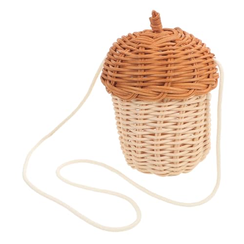 VICASKY Eichel Tote Eichel-geldbörse Leichensack Mini Pine Cones Kleiner Weidenkorb Spielzeugkorb Eichelplüsch Einkaufstasche Aus Raffiabast Tannenzapfen Tasche Rohrkorb Brown Rattan von VICASKY