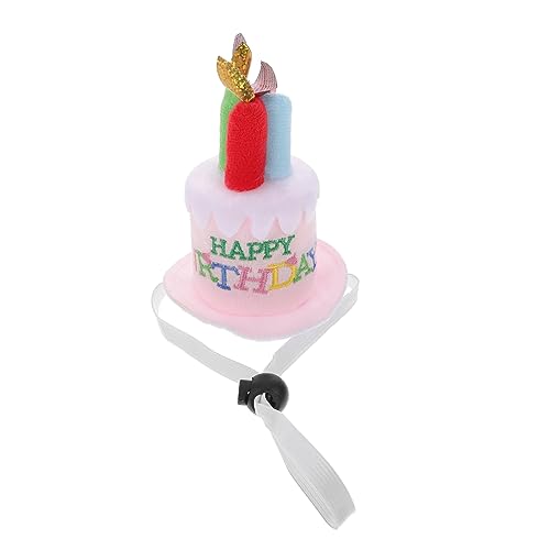 VICASKY Geburtstagskopfbedeckung Geburtstagshut Kuchenhut Happy Birthday Stirnband Kopfbänder Kostümpartyhüte Motorhaubenhüte Plüschstoff Kinderpartyhüte Tiara Rosa Stoff von VICASKY