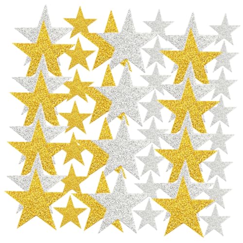 VICASKY Leucht Sterne Glitzer Sterne Aufkleber Selbstklebend Fünfzackige Sternform Aufkleber DIY Bastelbedarf Dekorative Stern Sticker Und Glitzer Aufkleber Weihnachten von VICASKY