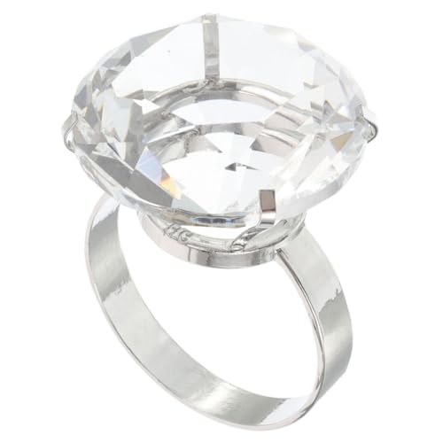 VICASKY Große Diamantring-Requisiten riesige Ringe Gedenkringe Tischringe geburtstagsgeschenk ringe Kristallring Gefälschter Ring Desktop-Ornamente Glasring-Requisite Legierung Weiß von VICASKY