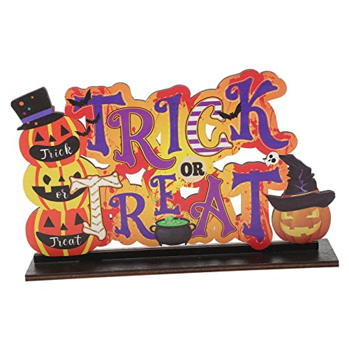 VICASKY Halloween-Ornamente Kessel Halloween- Halloween-Zeichen Halloween-Fledermäuse Halloween Figuren Halloween-Figuren Halloween-Tischdekoration aus Holz Halloween Tisch Holzschild von VICASKY