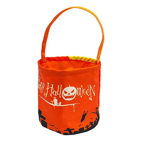 VICASKY Halloween-lichteimer Kürbiseimer Anzünden Tragbarer Kürbiseimer Halloween-goodie-eimer Süßigkeitenbehälter Halloween-schmuck Halloween-requisiten Halloween-eimer Segeltuch von VICASKY