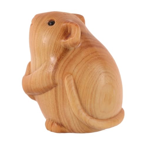 VICASKY Hamstermodell aus Holz Tischstatuen für Hamster Geschnitzte Hamsterfiguren Hamsterstatue aus Holz Holzfigur Hamster Holztierhandwerk Holzschnitzerei Hamsterfigur Tierstatue hölzern von VICASKY