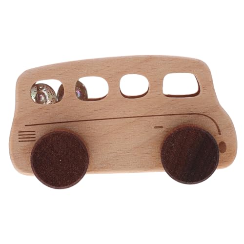 VICASKY Holzspielzeug Lernbusmodell Aus Holz Bus-holzfigur Busmodell Für Spielzeugbus Aus Holz Lernbus Aus Holz Kinderspielzeug Busförmiges Beige Buche von VICASKY