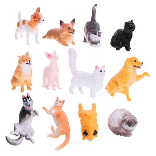 VICASKY Hundekauspielzeug Katzenspielzeug Miniatur Katzen Und Hunde Figuren Set Lebensechte Tiermodelle Für Tischdekoration Lernspielzeug Und Kuchen Dekoration Realistische Haustier Ornamente von VICASKY