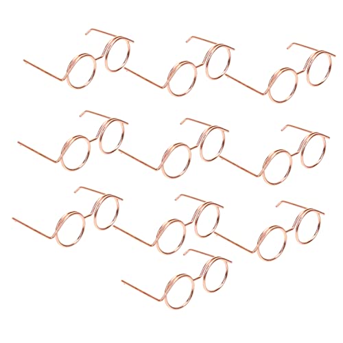 VICASKY Miniatur Puppenbrillen Runde Rahmenlose Sonnenbrillen Für Puppen Klassische Brille Rosé Für Puppen Outfits Und Accessoires von VICASKY