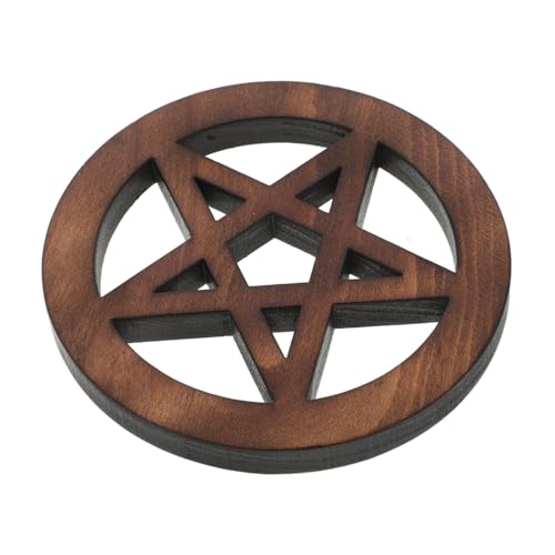 VICASKY Pentagramm-Ornament Altar Kerzen Tablett Zeremonie- Wicca-Tarot-zubehör Retro-wandbehang Altarfliese Aus Holz Pentagramm-Altar-ritualplatte Ritualzubehör Light Brown Hölzern von VICASKY