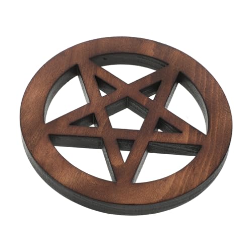 VICASKY Pentagramm-Ornament spirituelle deko Pentagramm Wanddekoration Pentagramm-Altarfliese Altar Kerzen Tablett Altarfliese aus Holz Schmucktablett Zeremonie-Dekor hölzern Light Brown von VICASKY