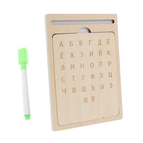 VICASKY Russisches Schreibtafelspielzeug Schreibspielzeug Buchstabenverfolgung Zeichenbrett Für Kleinkinder Schreibtafel Für Alphabet-Trace-Board Alphabetverfolgung Beige Holz von VICASKY