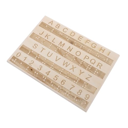 VICASKY Tafel mit Braille-Alphabet Montessori-Brett Alphabet-Trace-Board Briefbrett aus Holz Braille-Alphabet-Diagramm Braille-Spiele Zeichenbrett Sprechende Uhr für Blinde hölzern von VICASKY