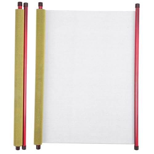 VICASKY Wasserschreibleinwand Rollbild Scrollpapier Leere Scroll-Papier Kalligrafie Scroll Leere Kunstrolle Übungspapier für Kalligrafie Wandrolle Weißer Flanell auf gelbem Hintergrund von VICASKY