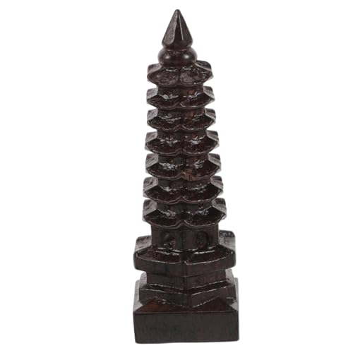 VICASKY Wen Chang Tower Ornamente Holzornament Wenchang Turm Dekoration Holzfigur für Schreibtischdeko Tischdekoration mit Pagode Schreibtischdekor Pagode Pagode-Modell hölzern Light Brown von VICASKY