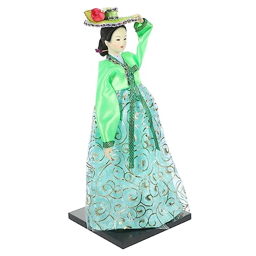 VICASKY handgefertigte Puppe traditionelle Puppe Miniatur Figur Mädchen wohnungsdeko wohnaccessoires raumdeko Desktop-Korean-Puppendekor künstlerische Puppe im koreanischen Stil Green von VICASKY