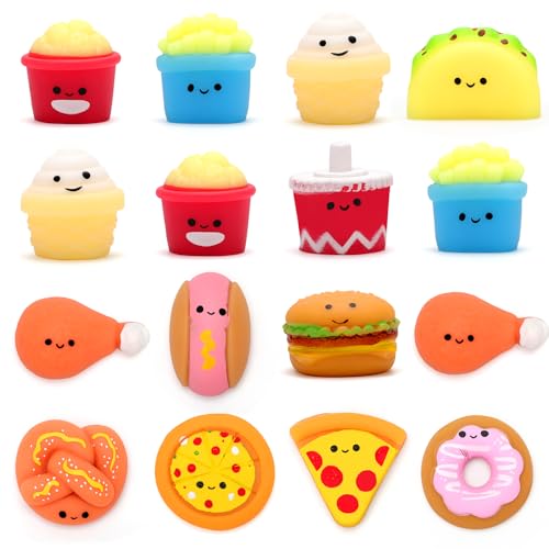 VICHOS 16 Stück Mochi Squishy Toys Set, Kawaii Mini Squishies Anti Stress Spielzeug & Squeeze Spielzeug als Kleine Geschenke für Kinder, Mitgebsel Kindergeburtstag 5 6 7 8 9 Jahre & Pinata Füllung von VICHOS