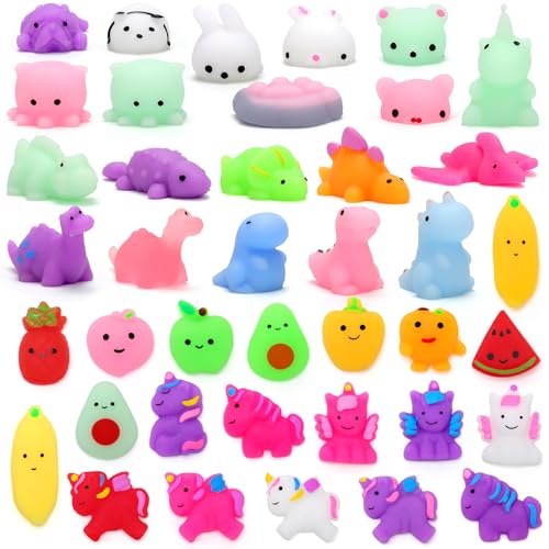 VICHOS Kawaii Mochi Squishy Toys Set, 40 Stück Mini Squishies Anti Stress Spielzeug & Squeeze Spielzeug als Kleine Geschenke für Kinder, Mitgebsel Kindergeburtstag 5 6 7 8 9 Jahre & Pinata Füllung von VICHOS