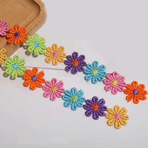 1 Yard 25mm Daisy Blume Spitze Trim Stoff bestickt Band DIY Handwerk Dekoration Nähen Patchwork von VICIYOO