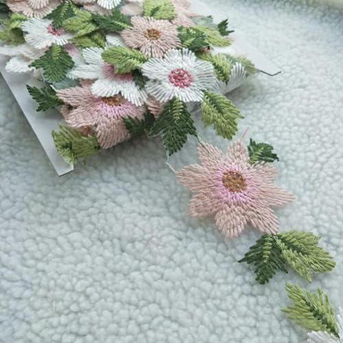 1 Yard handgemachte Blume Stickerei Spitze Trim Tüll Hochzeit Haar Bogen Kleidung DIY Handwerk Spitze Stoff Nähen von VICIYOO