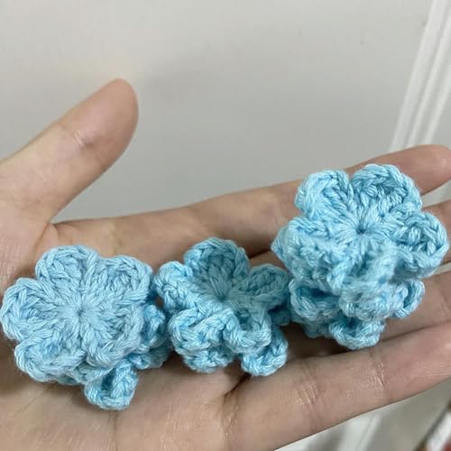 10 Stück 3 cm Strickwolle Blumenapplikationen zum Selbermachen für Kleidung, Hüte, Basteln, Nähzubehör, Patches, Kopfbedeckungen, Haarspangen, Deko-Accessoires von VICIYOO