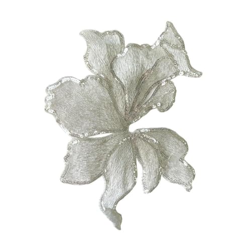 2 Teile/los Blume Streifen Stickerei Patch Pailletten Organza Patches Für Kleidung Aufkleber Appliques Nähen Parches 19x14cm von VICIYOO