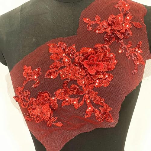 3D Kostüm Hochzeit Mode Pailletten Stickerei Spitze Blume Applikation Kleidung DIY Kleidung Zubehör 29x17cm 1pc von VICIYOO