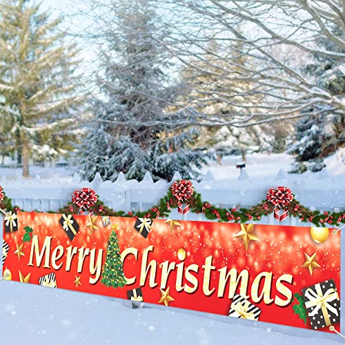 VICSOM Frohe Weihnachten Banner, Merry Christmas Banner, Weihnachtsdekoration Hängende Banner für Outdoor Indoor Garten Haus Weihnachts Dekor von VICSOM