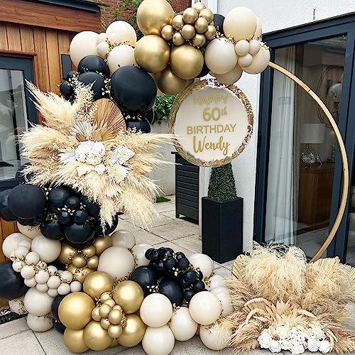 Ballon Girlande Gold Schwarz, 116 Stück Luftballon Girlande Geburtstag Schwarz Metallic Gold und Sand Weiß Luftballons Party Deko für Geburtstag Babyparty Hochzeit Engagement Graduation Dekorationen von VICTERR