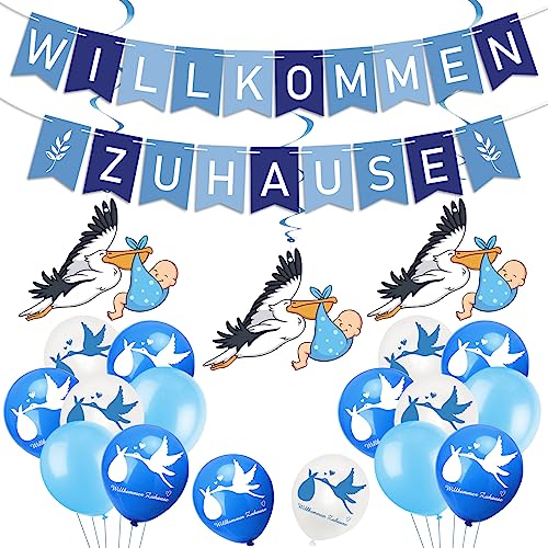 Willkommen Zuhause Welcome Home Baby, Storch Geburt für Draussen Herzlich Willkommen Girlande Willkommen Zuhause Baby, Dekoration für Baby- & Kleinkinderzimmer Home Deko Wilkommensdeko Zuhause Baby von VICTERR