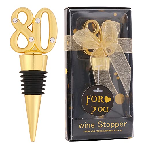 24 Stück 80. Geburtstag Gastgeschenke für Gäste - 80 Jahre alte Weinflaschenverschlüsse mit Geschenkbox für 80. Hochzeitstag Party Gastgeschenk Dekoration Souvenirs von VIDACONTIGO