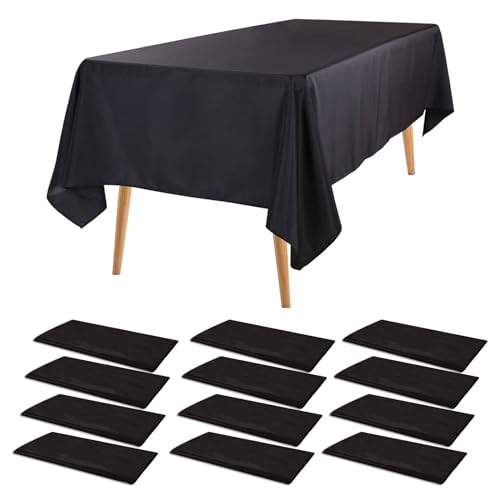 VIDETOL 12 Stück Tischdecke aus Kunststoff, 137 x 274 cm Wasserdicht Tischdecken, Tischdecke Schwarz für Party, Geburtstag und Hochzeit von VIDETOL