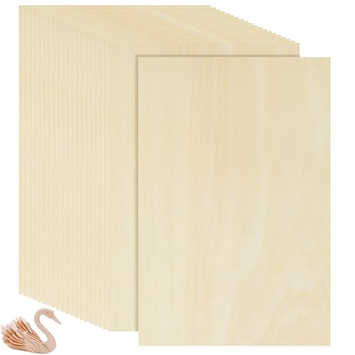 VIDETOL 24 Stück Sperrholzplatten, 300 x 200 x 1,5 mm Balsaholz Platten, Lindensperrholz Holz Platten, Sperrholz Holzplatte, Holzplatten zum Basteln für Handwerk, Bastelarbeiten und DIY Modell von VIDETOL