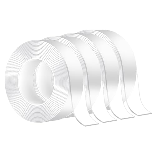 VIDETOL 12m Doppelseitiges Klebeband Extra Stark, 4 Rollen Nano Klebeband Doppelseitig, Spurloses Nano Tape, Double Sided Tape Transparent für Teppich, Poster, Wanddekoration von VIDETOL