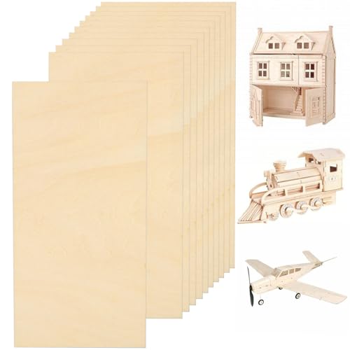 VIDETOL 40 Stück Sperrholz Holzplatte, 200 x 100 Balsaholz, Sperrholzplatte Holz 1,5 mm, Natürliche Lindenholz, Holzplatten zum Basteln für DIY Handwerk, Gravieren, Gemälde von VIDETOL