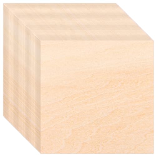 VIDETOL 40 Stück Lindenholz, 10 x10 cm Holzplatten, Quadratische Sperrholzplatte, Holzplatten zum Basteln, Natürliche Holzplättchen für Bastelarbeiten, Laserbearbeitung und DIY Modell von VIDETOL