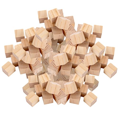 VIDETOL 80 Stück Natur Holzwürfel, 3 x 3 x 3 cm Holzklötze zum Basteln, Unbehandelte Holzklotz für Malen und DIY Handwerk von VIDETOL