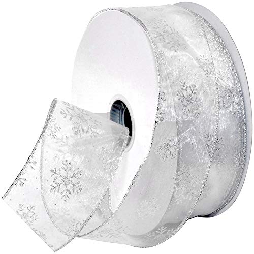 Organzaband Weihnachten Organza-Band Chiffonband mit Glitzer Metallic 11 Yard 2,5 Zoll Schimmer Band Glitter Bänder Craft Tüll Band für Geschenkverpackung,Haar,Hochzeit Rock Kleid Dekoratione (Silver) von VIDILLO