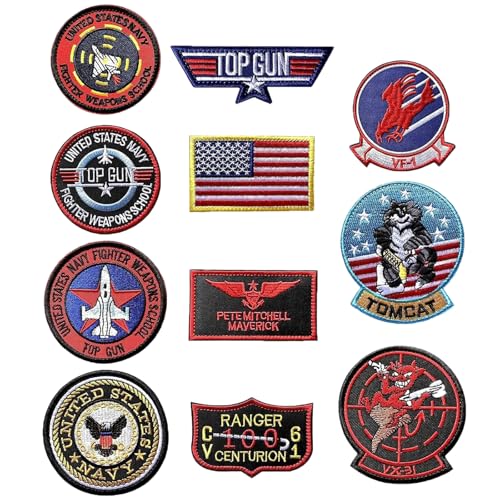 VIDSTW 11 Stück Aufnäher zum Aufbügeln Patches Bestickt Patches zum Aufbügeln Set Air Force Navy Marine Army Jacke Tactical Military Logo Dekorative Applikation für Kleidung Tasche von VIDSTW