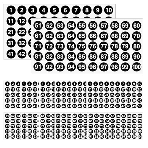 VIDSTW 700 Stück Nummer Aufkleber Zahlen 1-100 Klebezahlen Nummern Aufkleber Selbstklebende Zahlen Aufkleber Selbstklebende Zahlen Aufkleber Zahlen für Büros Klassenzimmer Lagerung Organisatio von VIDSTW