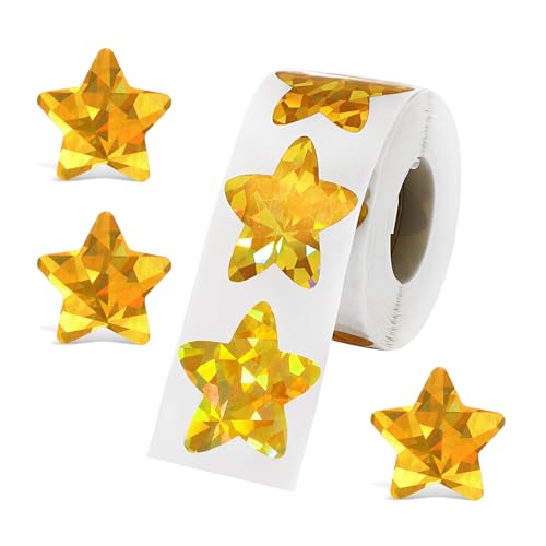 VIDSTW 500 Stücke Sterne Weihnachtsaufkleber Selbstklebend Aufkleber Sterne Sticker Sterne Aufkleber Sterne Gold Sterne Sticker Gold Geeignet für Kinder, Schüler, Lehrer, Zubehör (Gold) von VIDSTW