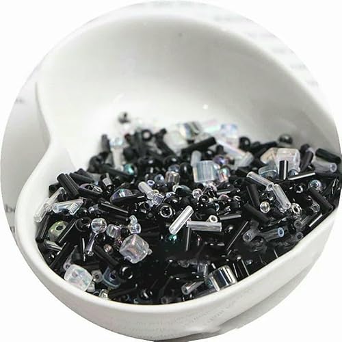 10/30 g Glasreisperlen, Röhrenperlen, gemischt, handgefertigt, lose Perlen für Armbänder und Halsketten, runde Perlen, Materialpaket, Schwarz, 30 Gramm 10/30 g Glasreisperlen, Röhrenperlen, gemischt, handgefertigt, lose Perlen für Armbänder und Halsketten, runde Perlen, Materialpaket, Schwarz, 30 Gramm von VIEPGJ