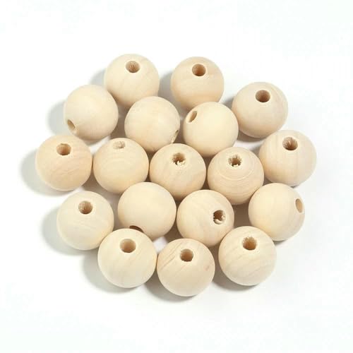 10–100 Stück natürliche runde Holzperlen, 6–30 mm, Abstandshalter, Charm-Kugeln, Perlen für die Schmuckherstellung, DIY, handgefertigtes Zubehör, Beige, 14,0 mm (100 Stück) von VIEPGJ