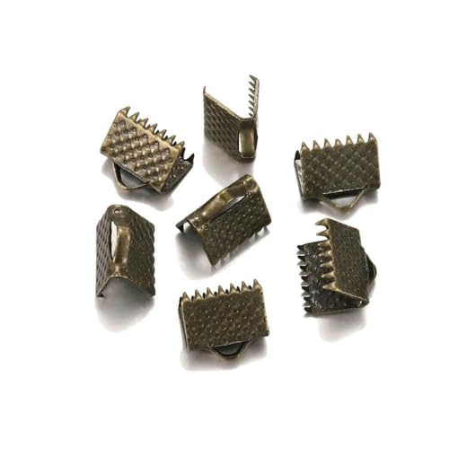 10–50 Stück Crimpperlen, Cove-Verschlüsse, Kordel-Endkappen, Schnurband, Lederclip, Foldover-Verbinder, Zubehör für DIY-Schmuckteile, Antikbronze, 6 mm von VIEPGJ