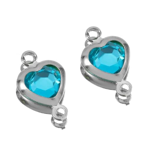 10 Stück Glaskristall-Schmetterlings-Herz-Ohrring-Charms aus rostfreiem Stahl mit zwei Löchern, Perlenarmbänder, Halsband-Verbinder, DIY-Schmuckherstellung, ST-Bule, 7,5 x 12 mm, 10 Stück von VIEPGJ