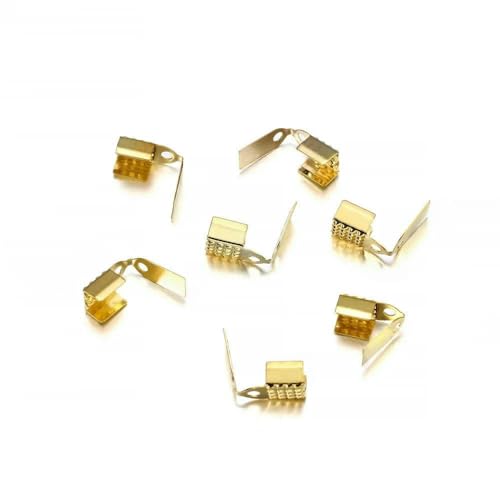 100 Stück 4/5/6 mm Metallseilverschluss Crimp-Faltkordel-Endkappe Lederclip-Anschluss für DIY-Schmuckherstellungszubehör Großhandel-Gold-6 mm von VIEPGJ