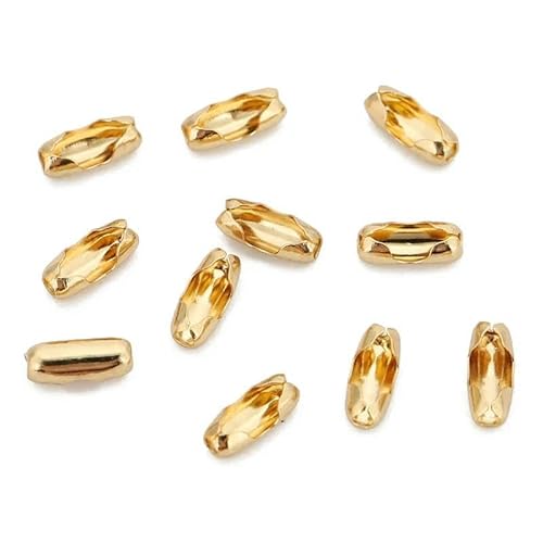 100 Stück Edelstahl-Verbindungsverschlüsse passend für 1,5 mm, 2 mm, 2,4,0 mm Kugelperlenketten, Crimphaken mit Metallende für DIY-Schmuckzubehör-Gold-1,5 mm von VIEPGJ