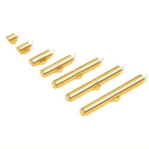 20 Stück Crimp-Endkappen aus Edelstahl, Schiebeverschluss, Schnallen, Röhrchen, DIY-Armbandverbinder für die Schmuckherstellung, Zubehör-CJ-050-Gold-40 mm-20 Stück von VIEPGJ