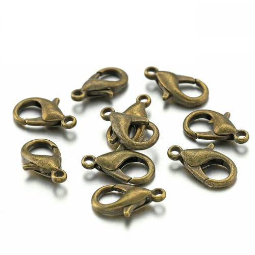 200 Stück/100 Stück Karabinerverschluss, offene Biegeringe, Verbindungsstück, Crimp-Endperlen, Kappe für Armband, Halskette, DIY-Schmuckherstellungsset, Großhandel, Bronze-Verschlüsse von VIEPGJ