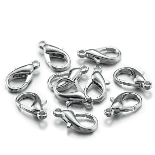 200 Stück/100 Stück Karabinerverschluss, offene Biegeringe, Verbindungsstück, Crimp-Endperlen, Kappe für Armband, Halskette, DIY-Schmuckherstellungsset, Großhandels-Rhodium-Verschlüsse von VIEPGJ