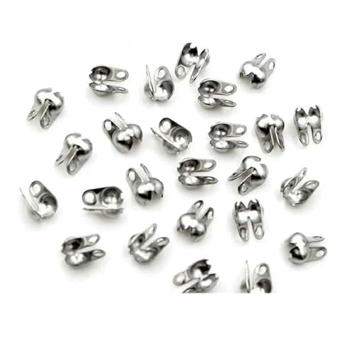 200 Stück Verbinderverschluss 4 x 7 mm Kugelkette Kalotte Endcrimps Perlen Verbinderkomponenten für DIY Schmuckherstellung Zubehör-3,5 x 6 mm Stahl von VIEPGJ