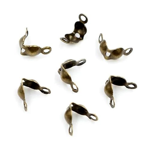 200 Stück Verbinderverschluss 4 x 7 mm Kugelkette Kalotte Endcrimps Perlen Verbinderkomponenten für DIY Schmuckherstellung Zubehör-4 x 7 mm Bronze von VIEPGJ