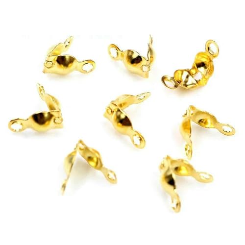 200 Stück Verbinderverschluss 4 x 7 mm Kugelkette Kalotte Endcrimps Perlen Verbinderkomponenten für DIY Schmuckherstellung Zubehör-4 x 7 mm Gold von VIEPGJ